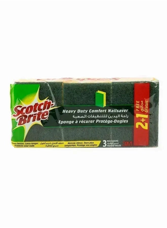 Scotch Brite - Heavy Duty Comfort Nailsaver Sponge, 3'S - Image 1