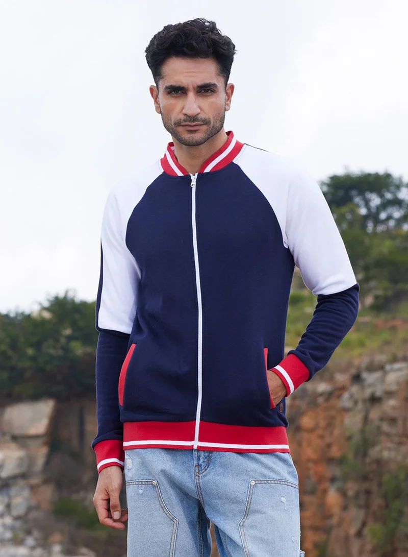 كامبوس سوترا جاكيت رجالي بسحاب أمامي متعدد الألوان وأكمام راجلان