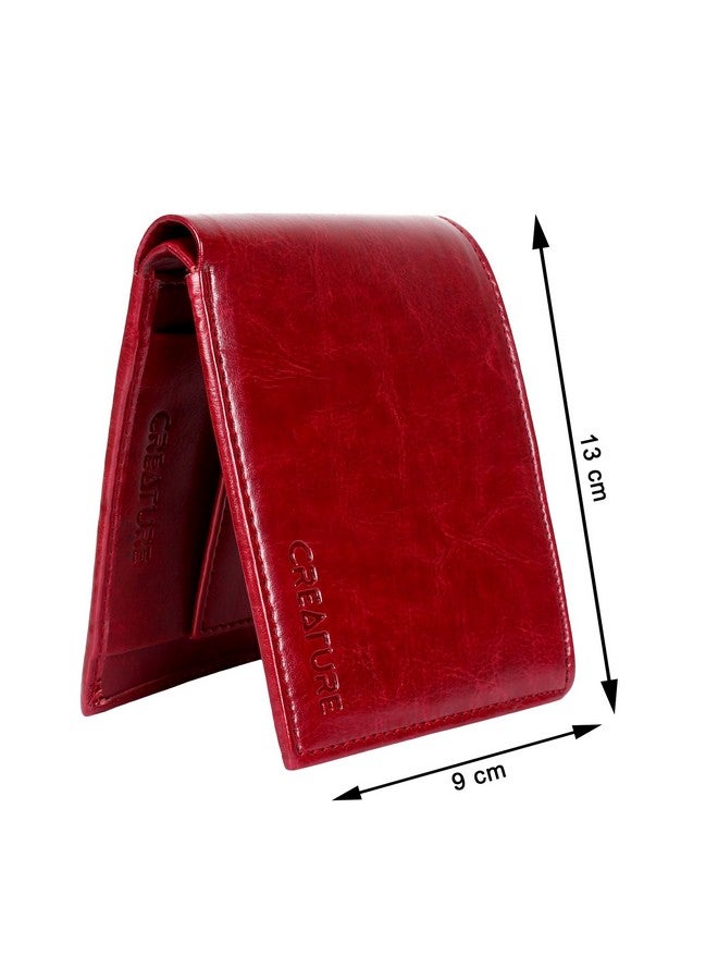 CREATURE محفظة CREATURE قابلة للطي بلون الكرز مصنوعة من الجلد الصناعي للرجال/الأولاد مع فتحات متعددة للبطاقات (اللون - كرز || WL-052) - Image 4