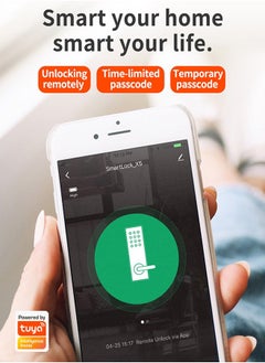 Arabest Tuya Smart Lock Fingerprint Lock Door Lock Keypad Door Lock with Handle Fingerprint Electronic Deadbolt Black  - Image 4