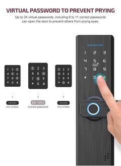 Arabest Tuya Smart Lock Fingerprint Lock Door Lock Keypad Door Lock with Handle Fingerprint Electronic Deadbolt Black  - Image 2