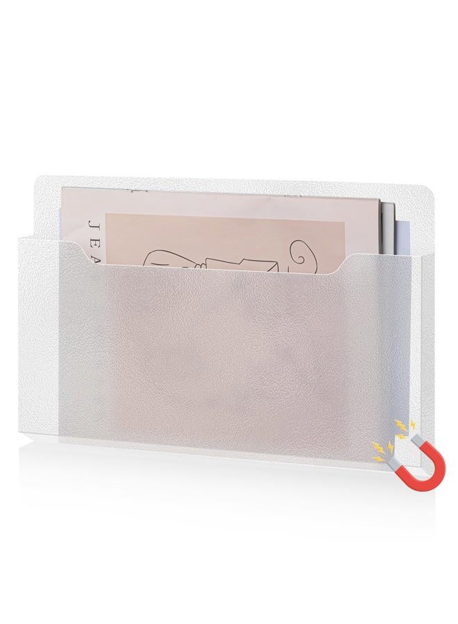 Feifeiya Magnetic Pocket File Holder Large File Folder Organizer Magnetic Paper Mail Letters Holder Wall Hanging Office Supplies for Refrigerator Whiteboard Storage Cabinets(Clear) - Image 1