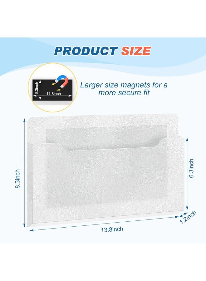 Feifeiya Magnetic Pocket File Holder Large File Folder Organizer Magnetic Paper Mail Letters Holder Wall Hanging Office Supplies for Refrigerator Whiteboard Storage Cabinets(Clear) - Image 2