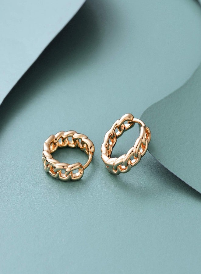 VACRONA Cubic Zirconia Huggie Earrings 14k Gold Plated Tiny Cuff Earrings Small Huggie Hoop Earrings Simple Lightweight Hoops Gift for Women, Metal, Cubic Zirconia, - Image 4