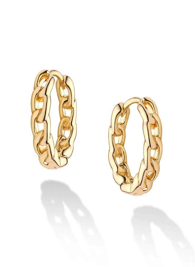 VACRONA Cubic Zirconia Huggie Earrings 14k Gold Plated Tiny Cuff Earrings Small Huggie Hoop Earrings Simple Lightweight Hoops Gift for Women, Metal, Cubic Zirconia, - Image 1