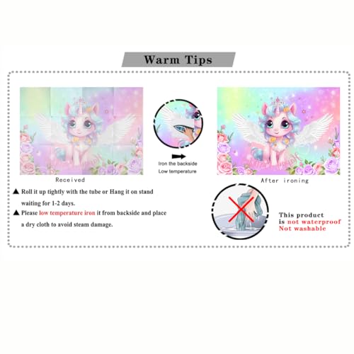 LTLYH Unicorn Birthday Backdrop for Girls – 5x3ft Pastel Rainbow Wings Pony Party Banner with Flowers & Crown, Happy Birthday Photo Background for Kids Girl Birthday Party Decorations 276 - Image 5