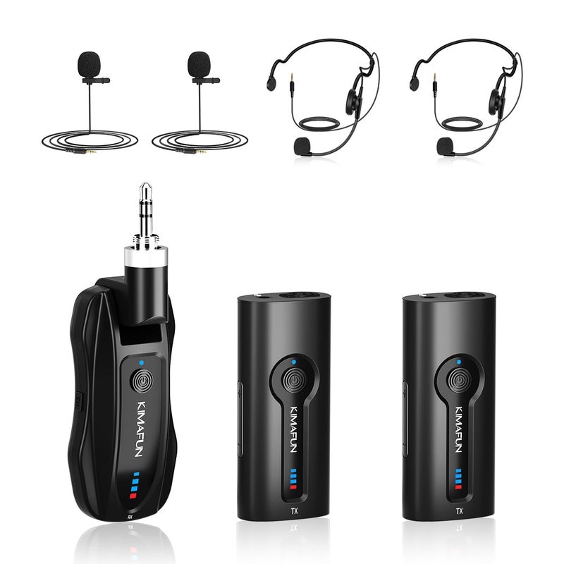KIMAFUN Wireless Lavalier Microphone System, Wireless 2.4GHz Lapel Mics Handheld Mic 2 in 1 for Teaching, Teachers, Speech, Tour Guiding, Speaker, Amplifier, PA System, Broadcast, KM-G70(2TX1RX) - Image 1