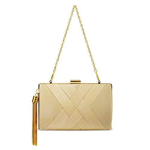 zebrum Womens Evening Clutch Bag Designer Evening Handbag Hand Bag,Lady Party Wedding Clutch Purse (Beige-Elegant Tassel) - Image 5