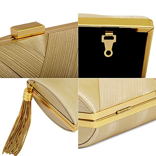 zebrum Womens Evening Clutch Bag Designer Evening Handbag Hand Bag,Lady Party Wedding Clutch Purse (Beige-Elegant Tassel) - Image 4