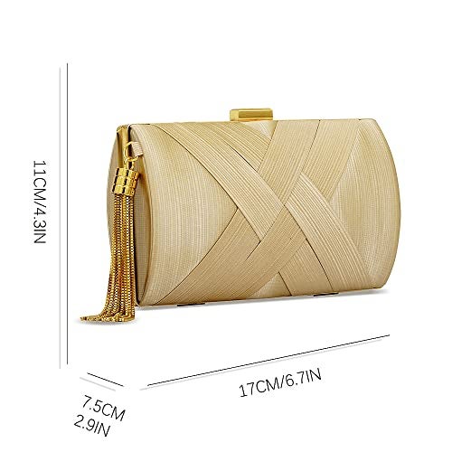 zebrum Womens Evening Clutch Bag Designer Evening Handbag Hand Bag,Lady Party Wedding Clutch Purse (Beige-Elegant Tassel) - Image 2