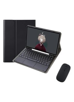 جنرال حافظة لوحة مفاتيح عربية وإنجليزية متوافقة مع iPad Air 11 بوصة (2024) M2، والجيل السادس من iPad Air، مزودة بلوحة مفاتيح لمسية قابلة للفصل بأزرار دائرية كلاسيكية وفأرة. 