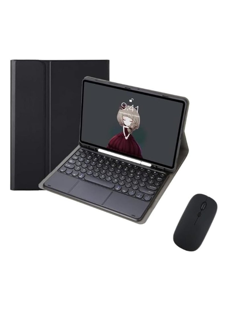 general Arabic and English Keyboard Case Compatible with iPad Air 11 inch (2024) M2, iPad Air 6th Gen, Retro Round Key Detachable Touch Keyboard with Mouse