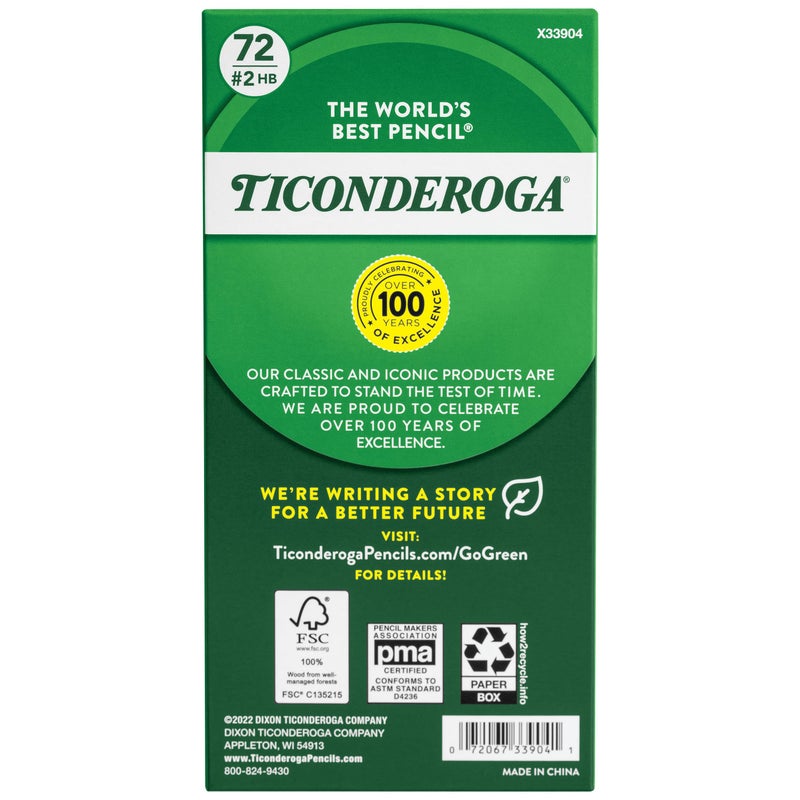 Ticonderoga Wood-Cased Pencils, Unsharpened, 2 HB Soft, Yellow, 72 Count - Image 2