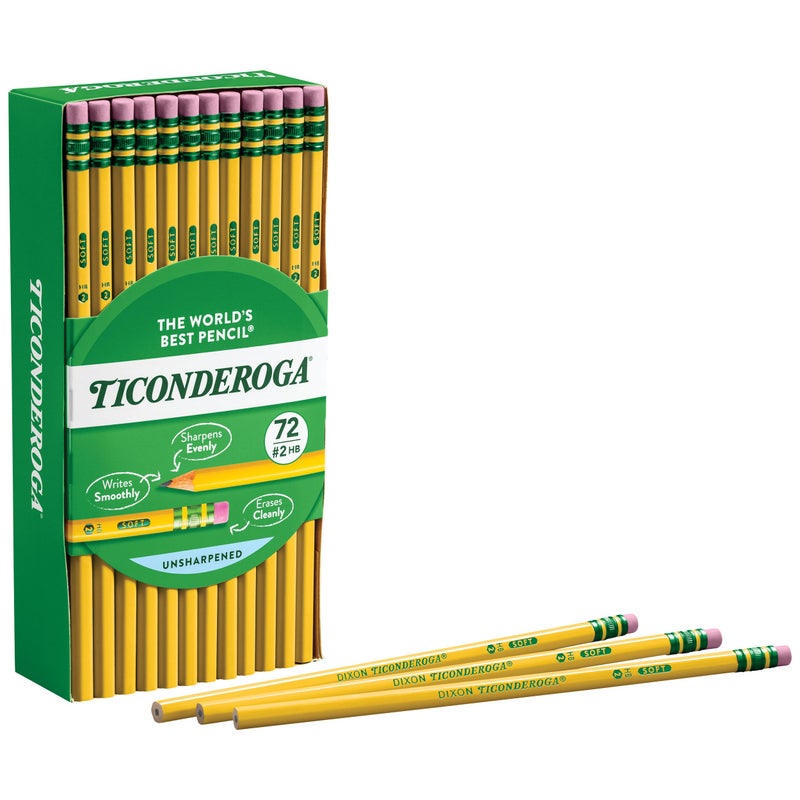 Ticonderoga Wood-Cased Pencils, Unsharpened, 2 HB Soft, Yellow, 72 Count - Image 4