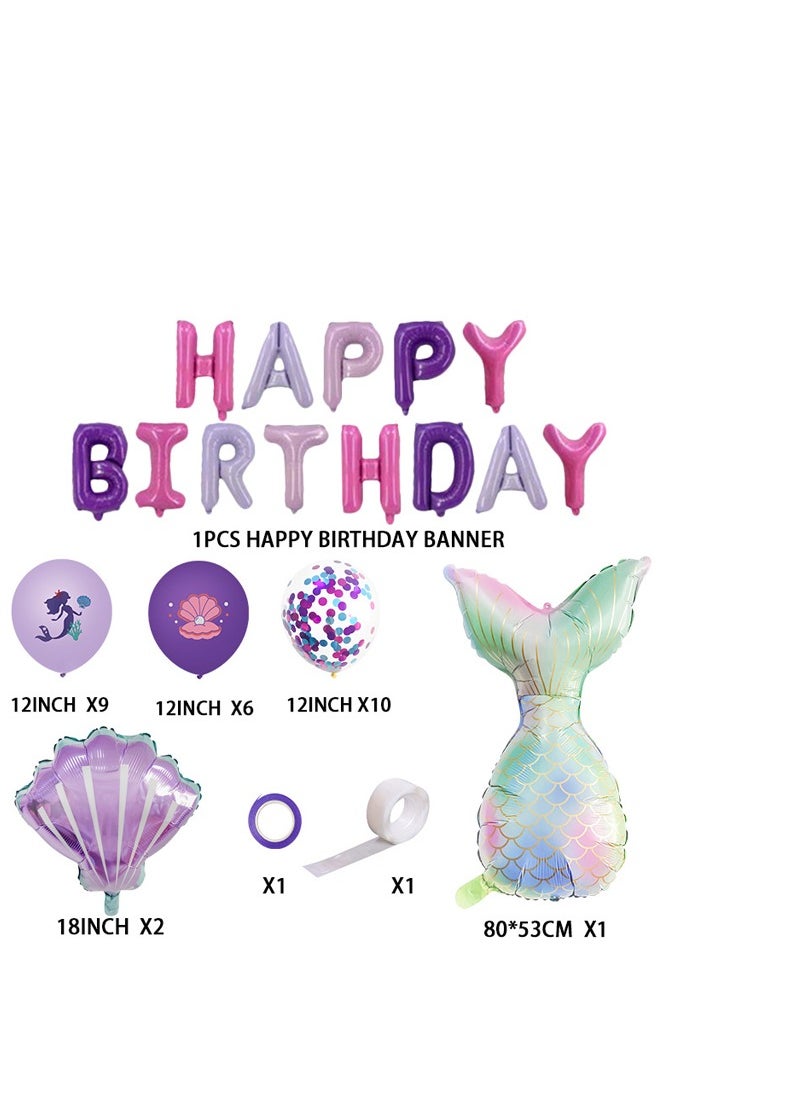 DUNISO Mermaid Tail Sea Shell Foil Balloons Set Mermaid Theme Under The Sea Party Decoration Birthday Supplies  - Image 2