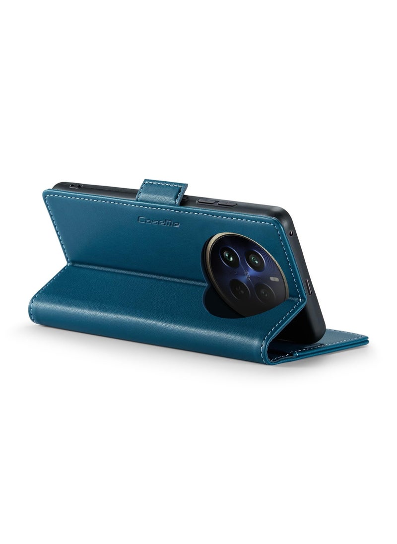 CaseMe - Phone Case Luxury PU Leather Design Anti Fingerprint 023 Flip Cover Card Slot Holder Cover For Realme 12 Pro/Realme 12 Pro Plus/Realme P1 Pro (Blue) - Image 1