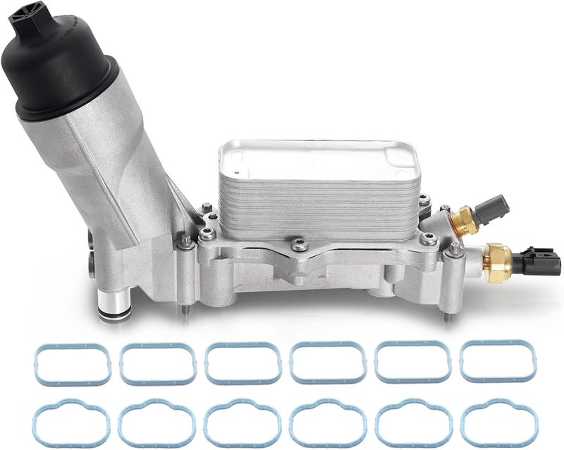 TEMSONE Aluminum Engine Oil Filter Housing Oil Cooler Kit with Gaskets & Sensors for Chrysler Dodge Jeep Ram - Image 1