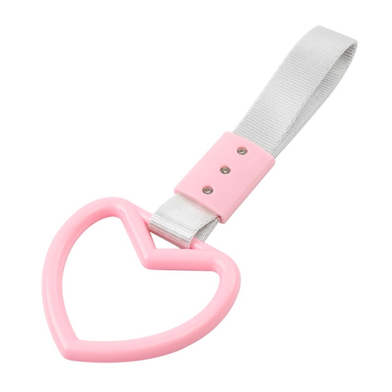 Car Warning Ring: White Heart-Shaped - Durable Steel Fastener Nylon-Reinforced Plastic Hand Strap for Car Interior Exterior Decoration Rear Bumper Warning - Image 1