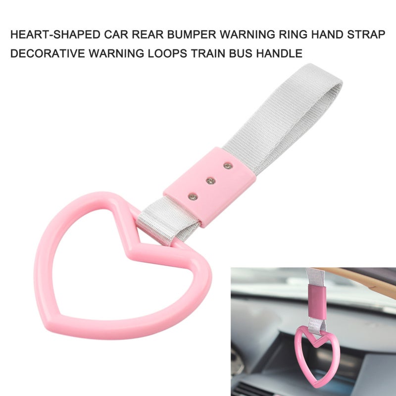 Car Warning Ring: White Heart-Shaped - Durable Steel Fastener Nylon-Reinforced Plastic Hand Strap for Car Interior Exterior Decoration Rear Bumper Warning - Image 3