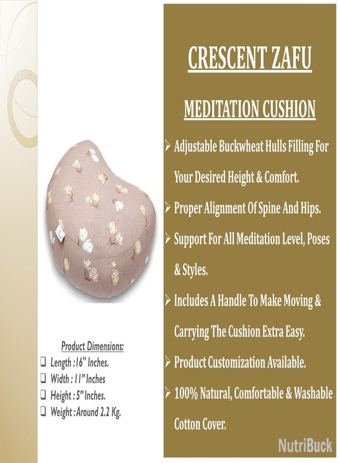 NutriBuck® Buckwheat ZAFU Meditation Cushion Filled with Buckwheat Hulls (CRESCENT - SOFT PETAL) - Image 2