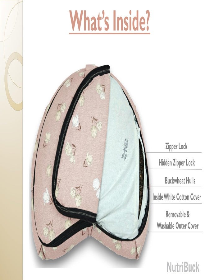 NutriBuck® Buckwheat ZAFU Meditation Cushion Filled with Buckwheat Hulls (CRESCENT - SOFT PETAL) - Image 4