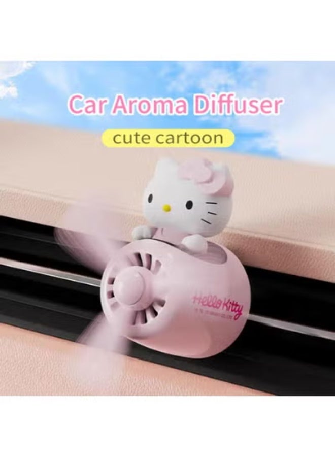 COYO معطر هواء السيارة، مشبك تهوية هالو كيتي، ملحقات داخلية، مروحة هواء دوارة، معطرات هواء كرتونية إبداعية للسيارة (وردي) - Image 3