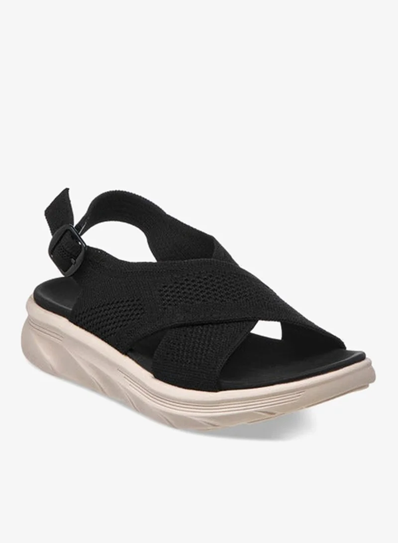Flora Bella By Shoexpress Women's Textured Cross Strap Sandals with Buckle Closure