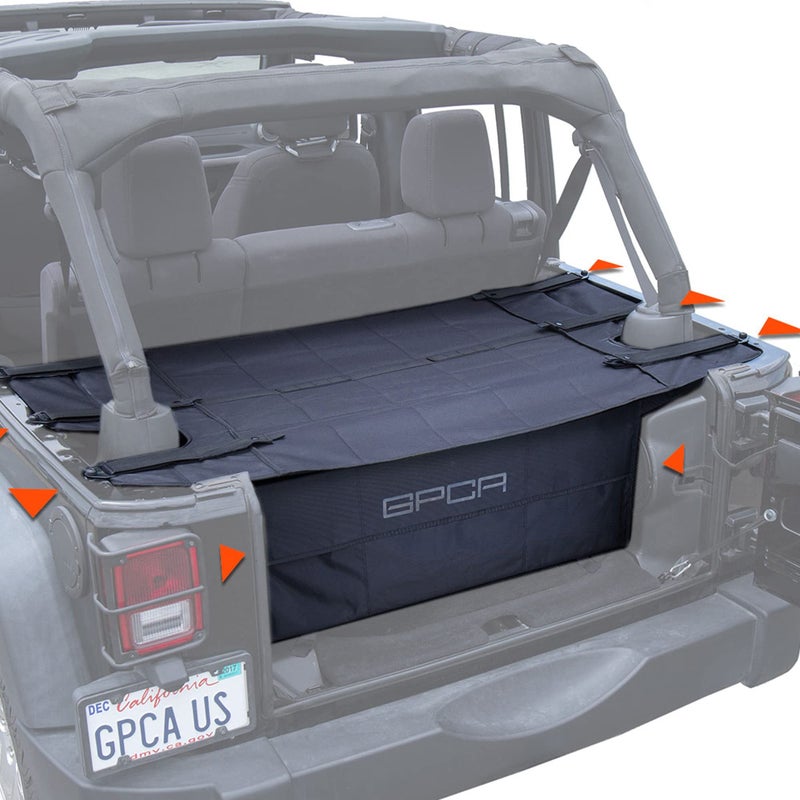 GPCA  Freedom Pack with Reversible Cargo Cover PRO and Car Organizer Tonneau Cover and Car Trunk Organizer for Wrangler JK JKU 4DR Sport Sahara Rubicon and Freedom Unlimited 20072018