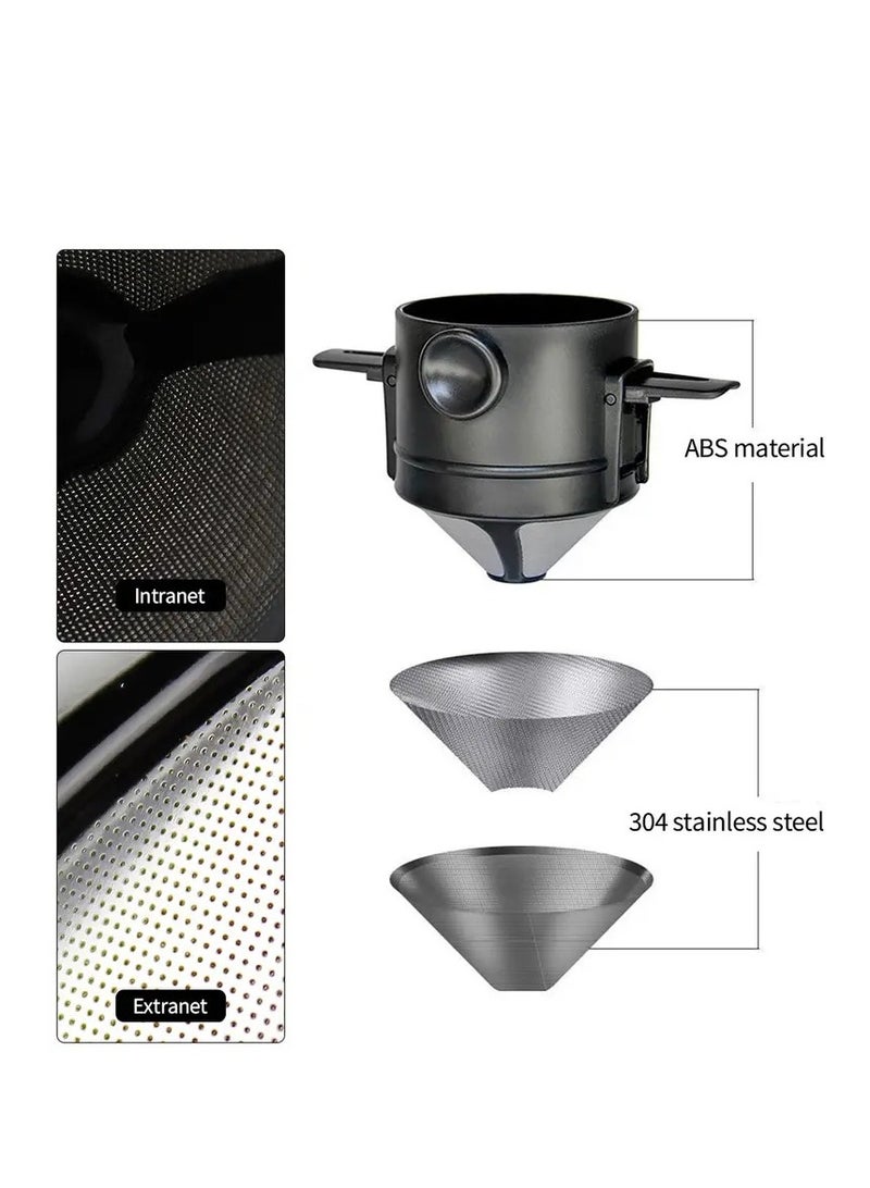 فلتر مخروطي صغير من الفولاذ بدون ورق  - اسود - Image 2