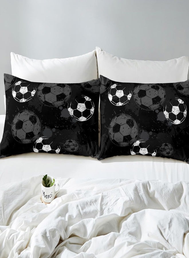 Castle Fairy Soccer Pattern Bedding Set Twin Size for Kids Boys Bedroom,Sports Gaming Bed Duvet Cover Set,Black and White Comforter Cover Tie-dye Decor 2 Pieces 1 Duvet Cover with 1 Pillowcase No Comforter - Image 4