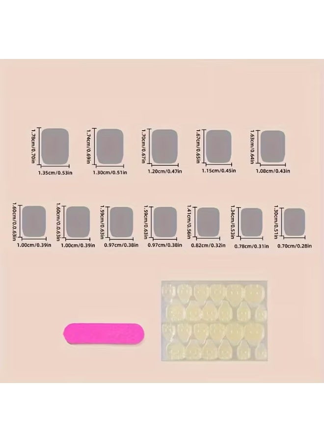 Goolsky 24 قطعة ملصقات أظافر قصيرة بسيطة لطيفة حلوة قابلة للصق، تشمل مبرد أظافر وغراء هلامي - Image 4