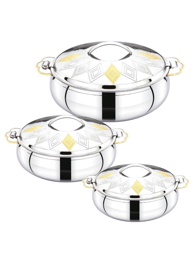 SEAGULL Zenia 3-Piece Stainless Steel Hotpot Set 2.5L/3.5L/5L | Double Wall Insulated Casserole | Keeps Food Hot & Fresh for Hours | Durable Mirror Finish - Image 1