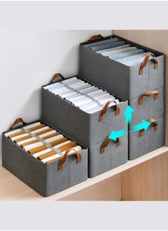 BUPY 2 Piece Folding Storage Box, Linen Storage Baskets, Wardrobe Closets Organizers for All Clothing, Household Sundries Foldable Storage Bins for Toys, Books, Home Supplies, Large Size(Green&Grey)  - Image 2