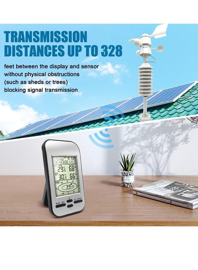 Home Wireless Weather Stations, Multifunctional Wireless Weather Station with Measure Temperature, Humidity, Wind Speed/Wind Direction, Alarm Clock - Image 2