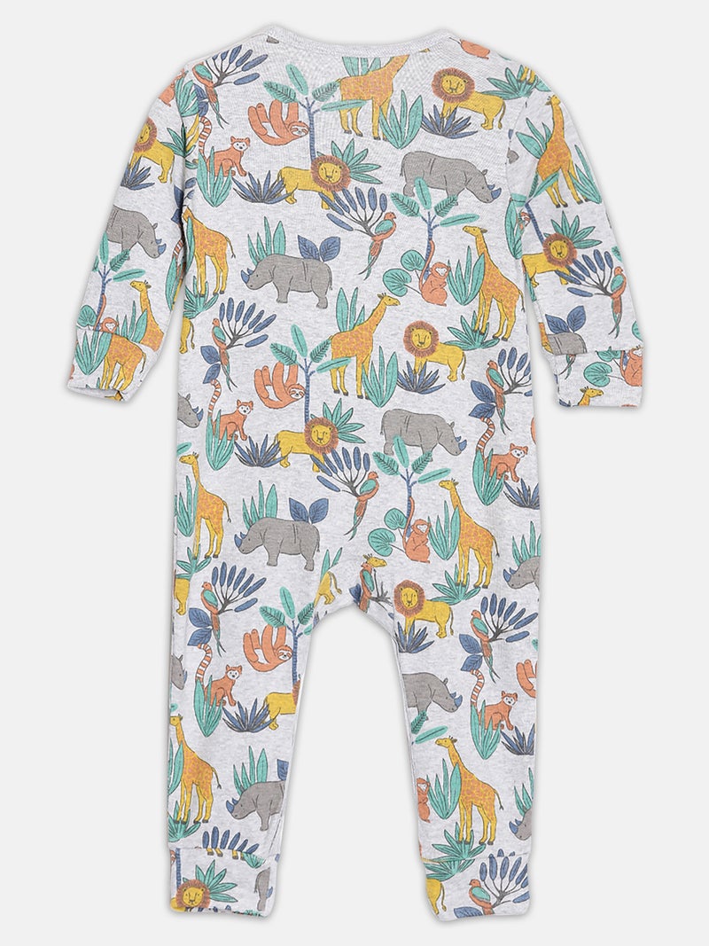 Broon Infant Boys Grey Printed Organic Cotton Sleepsuit Pack of 2 - Image 4