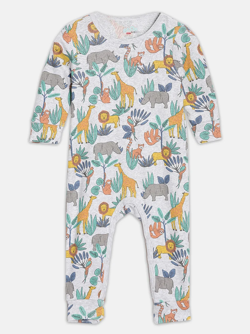 Broon Broon Infant Boys Grey Printed Organic Cotton Sleepsuit Pack of 2