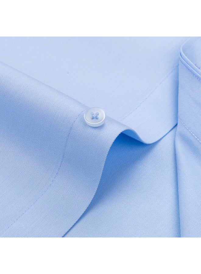 Firs Dp Wrinkle-free Short-sleeve Shirt For Men, Blue, Summer Business Casual Pure Cotton Shirt, Blue, Size 42 - Image 1