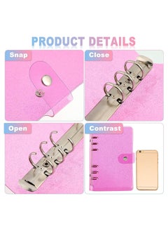 Gerenic 3 Pieces A6 Soft PVC 6-Ring Binder Cover with Glitter, Clear Transparent PVC Notebook Folder Cover with Snap Button Closure Loose Leaf Binder Protector  - Image 2
