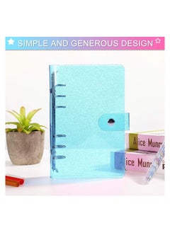 Gerenic 3 Pieces A6 Soft PVC 6-Ring Binder Cover with Glitter, Clear Transparent PVC Notebook Folder Cover with Snap Button Closure Loose Leaf Binder Protector  - Image 4