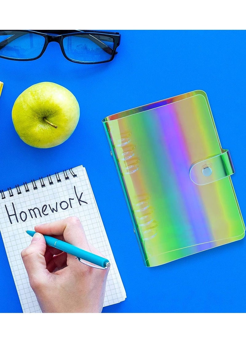 Gerenic - 3 Pieces A6 Soft PVC 6-Ring Binder Cover with Glitter, Clear Transparent PVC Notebook Folder Cover with Snap Button Closure Loose Leaf Binder Protector - Image 1