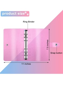 Gerenic 3 Pieces A6 Soft PVC 6-Ring Binder Cover with Glitter, Clear Transparent PVC Notebook Folder Cover with Snap Button Closure Loose Leaf Binder Protector  - Image 3