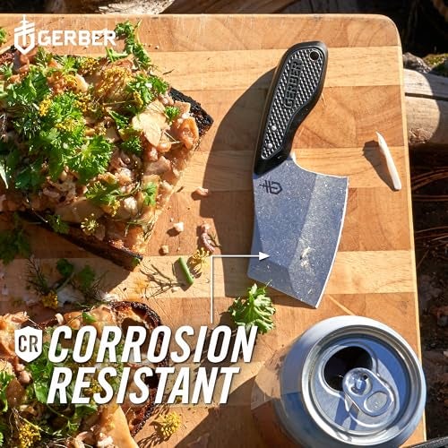 Gerber Gear TRI-Tip Mini Cleaver Fixed Blade Camping Knife with Molle Sheath for Survival and Bushcrafting, Green - Image 4