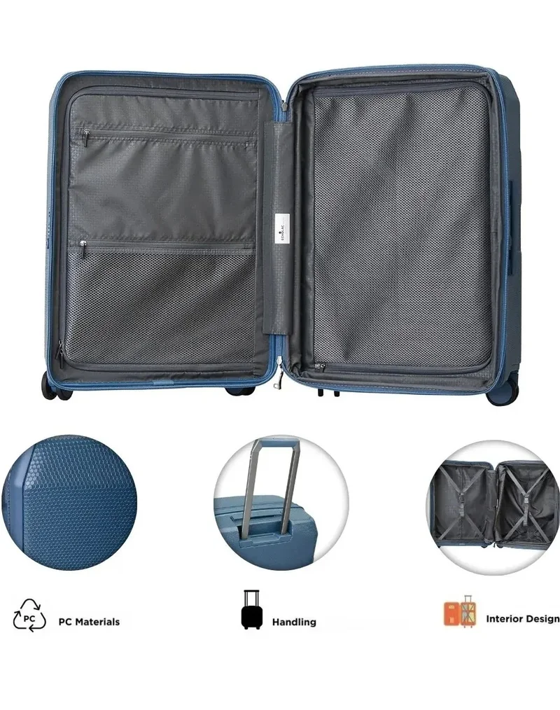 Echolac 52 Logic  52 Cm 4-Double Wheeled Hardcase Cabin Luggage Trolley - Blue  | Best Price UAE