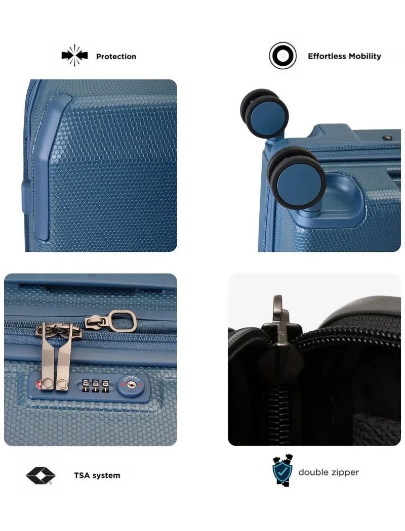 Echolac Logic  52 Cm 4-Double Wheeled Hardcase Cabin Luggage Trolley - Blue - Image 2