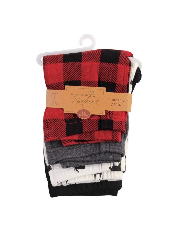 Touched by Nature - Unisex Baby Organic Cotton Pants Buffalo Plaid Moose 03 Months - Image 1