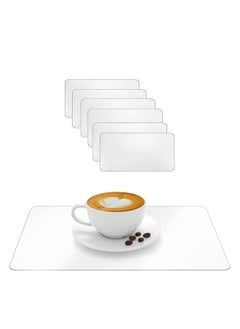 Excefore 6 Pcs Protective Clear Plastic Placemats Heat Resistant Wipeable Washable Table Mats Table Protector for Dining Room Table Kitchen Counter Office Desk Painting 17'' x 11''  - Image 1