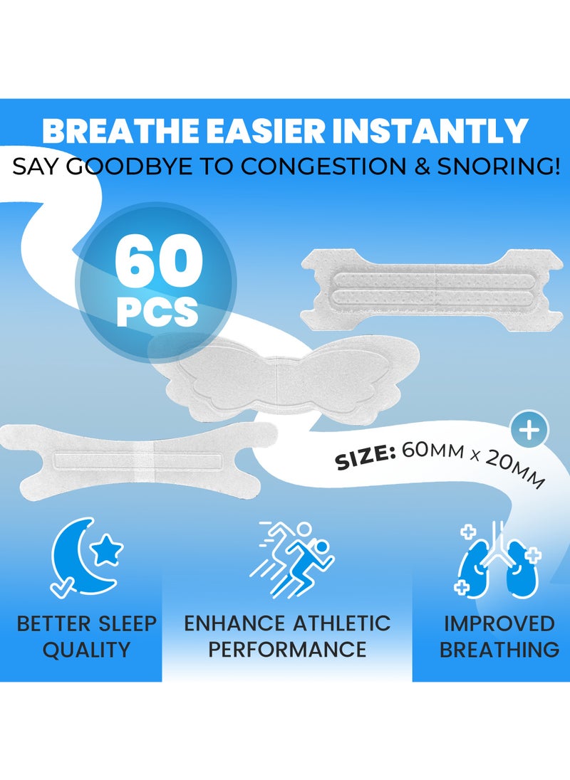 Neobloom Breasy Nasal Strips for Breathing – 60 Breathing Nose Strips for Snoring Relief, Enhanced Airflow, Sleep Quality & Performance Support – Nose Breathing Strips with Extra Grip  - Image 3