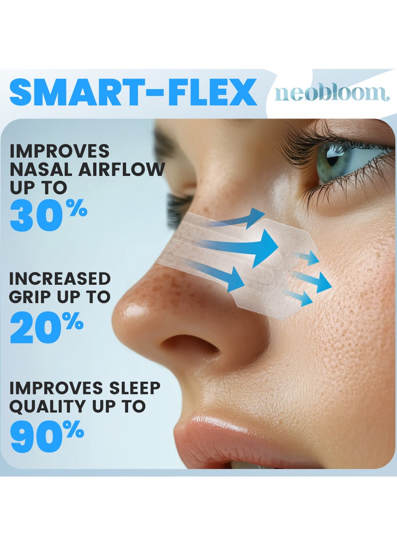Neobloom Breasy Nasal Strips for Breathing – 60 Breathing Nose Strips for Snoring Relief, Enhanced Airflow, Sleep Quality & Performance Support – Nose Breathing Strips with Extra Grip  - Image 2