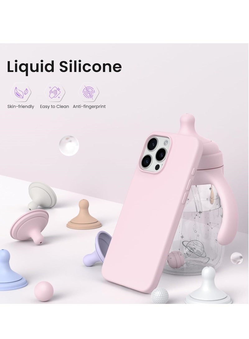 ELTRAZONE Soft Pink Silicone Case for iPhone 16 Pro - Anti-Scratch & Shockproof Protection - Image 2