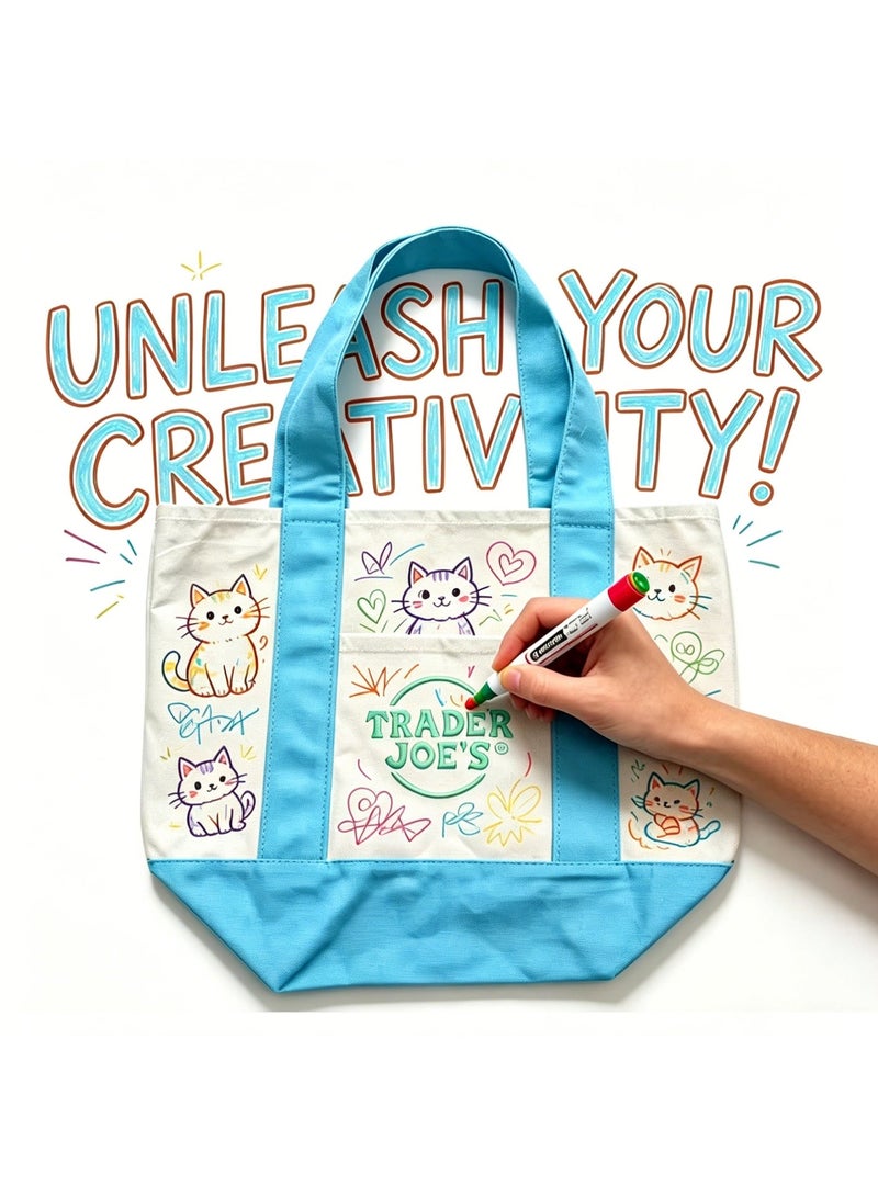 Trader Joe's Medium Canvas Tote Bag (Sky Blue) - Image 3